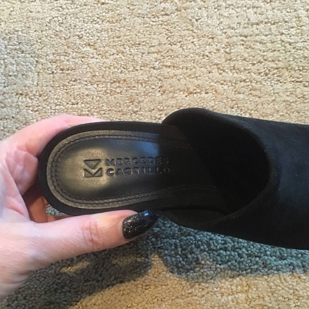 Mercedes Castillo Abia Black Suede Chunky High Heels Mules 6.5 36.5‎ LN - Picture 4 of 6